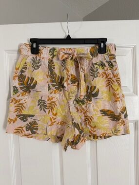 Sanctuary Pink Tropical Leaf Drawstring shorts